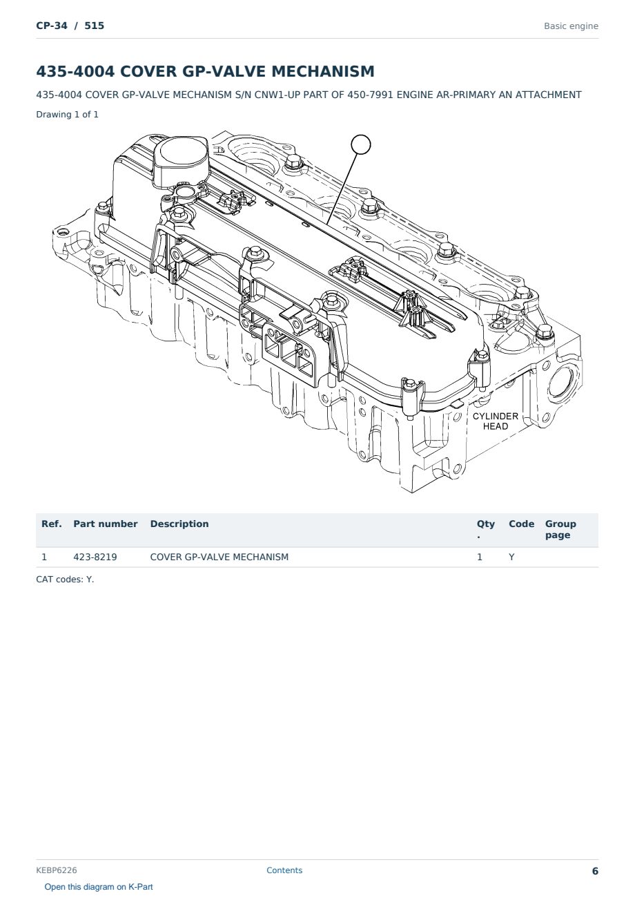 Caterpillar CP-34 S/N 515 Partsbook KEBP6226 (English) - sample page 6 of 10 Caterpillar CP-34 S/N 515 Partsbook KEBP6226 (English) - sample page 6 of 10