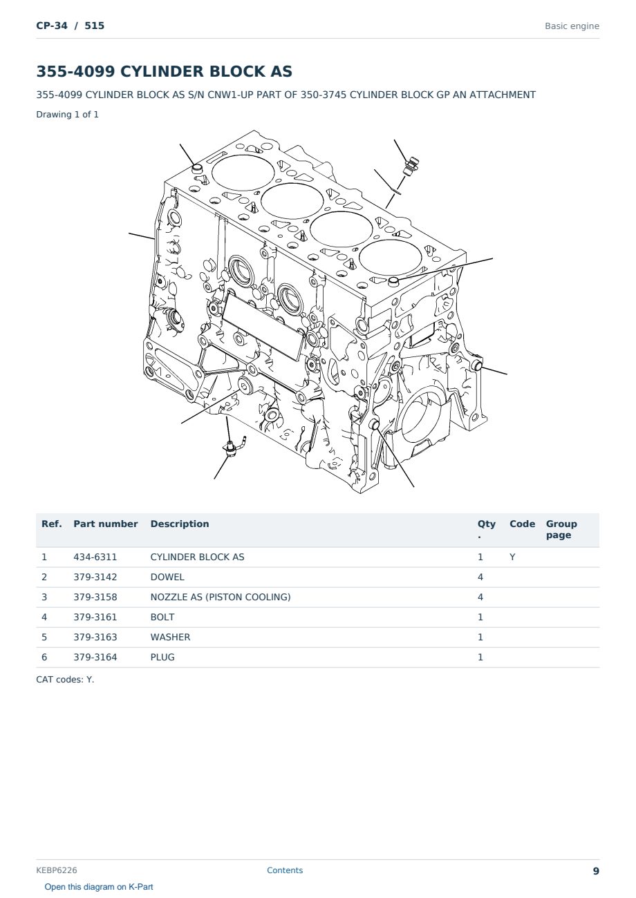 Caterpillar CP-34 S/N 515 Partsbook KEBP6226 (English) - sample page 9 of 10 Caterpillar CP-34 S/N 515 Partsbook KEBP6226 (English) - sample page 9 of 10