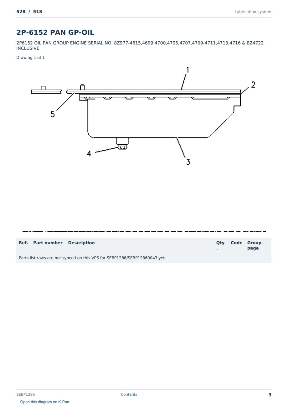 Caterpillar 528 S/N 51S Partsbook SEBP1286 (English) - sample page 3 of 10 Caterpillar 528 S/N 51S Partsbook SEBP1286 (English) - sample page 3 of 10