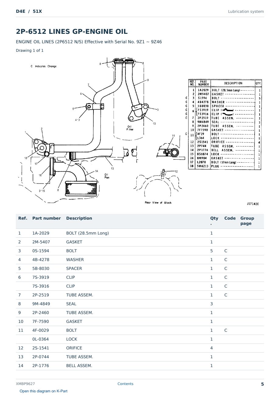 Caterpillar D4E S/N 51X Partsbook XMBP9627 (English) - sample page 5 of 10 Caterpillar D4E S/N 51X Partsbook XMBP9627 (English) - sample page 5 of 10