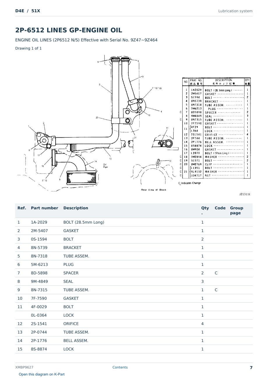 Caterpillar D4E S/N 51X Partsbook XMBP9627 (English) - sample page 7 of 10 Caterpillar D4E S/N 51X Partsbook XMBP9627 (English) - sample page 7 of 10