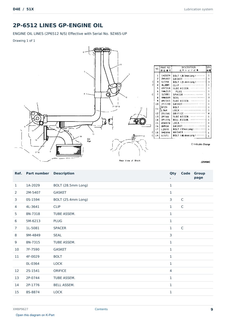 Caterpillar D4E S/N 51X Partsbook XMBP9627 (English) - sample page 9 of 10 Caterpillar D4E S/N 51X Partsbook XMBP9627 (English) - sample page 9 of 10
