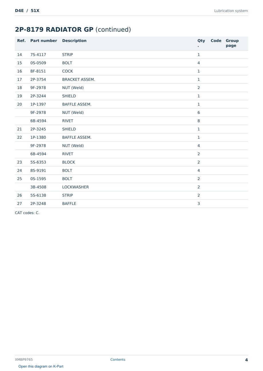 Caterpillar D4E S/N 51X Partsbook XMBP9765 (English) - sample page 4 of 10 Caterpillar D4E S/N 51X Partsbook XMBP9765 (English) - sample page 4 of 10
