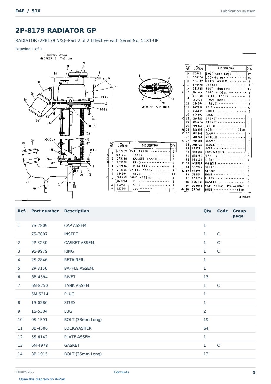 Caterpillar D4E S/N 51X Partsbook XMBP9765 (English) - sample page 5 of 10 Caterpillar D4E S/N 51X Partsbook XMBP9765 (English) - sample page 5 of 10