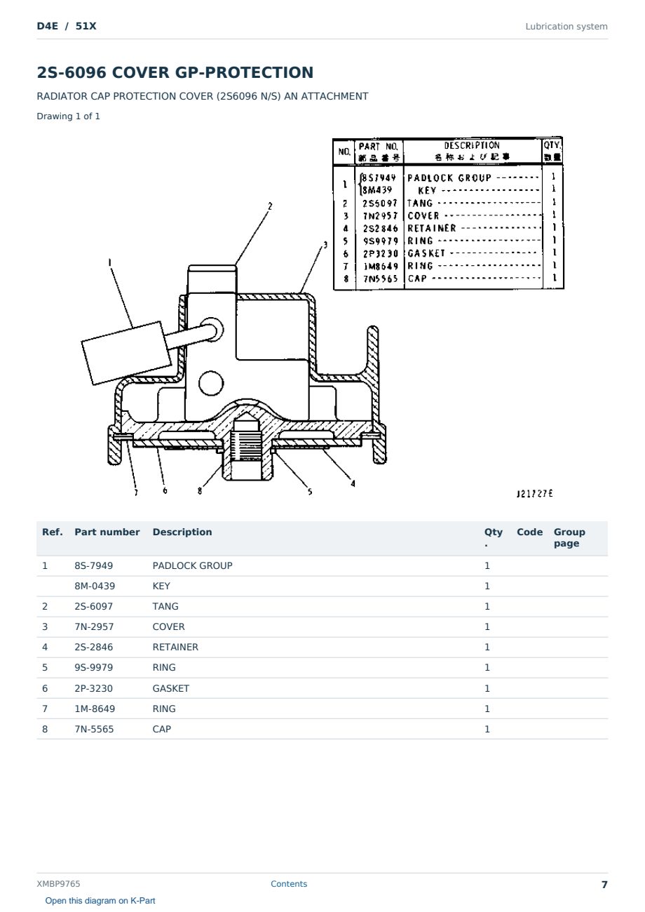 Caterpillar D4E S/N 51X Partsbook XMBP9765 (English) - sample page 7 of 10 Caterpillar D4E S/N 51X Partsbook XMBP9765 (English) - sample page 7 of 10