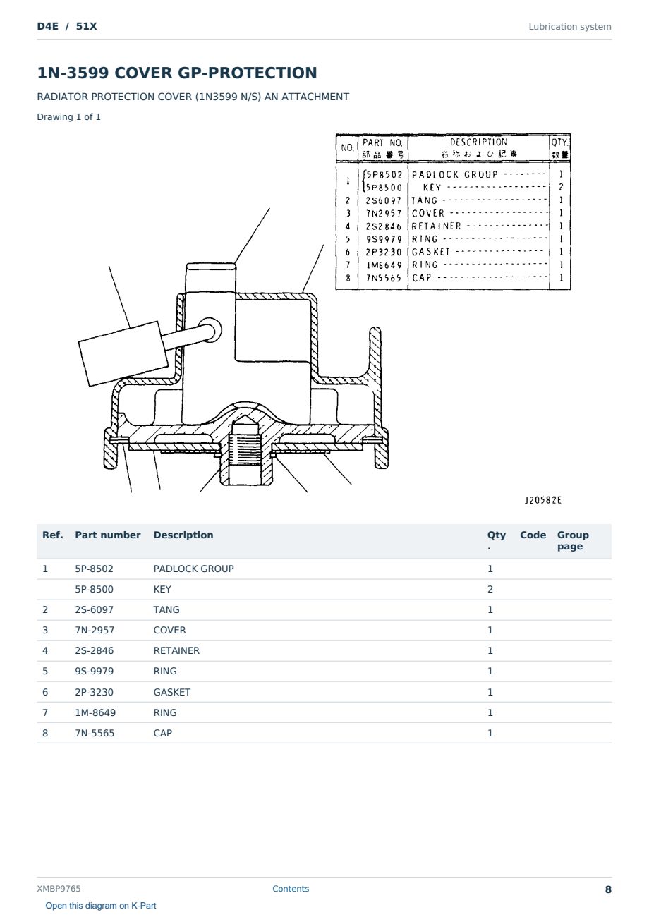 Caterpillar D4E S/N 51X Partsbook XMBP9765 (English) - sample page 8 of 10 Caterpillar D4E S/N 51X Partsbook XMBP9765 (English) - sample page 8 of 10