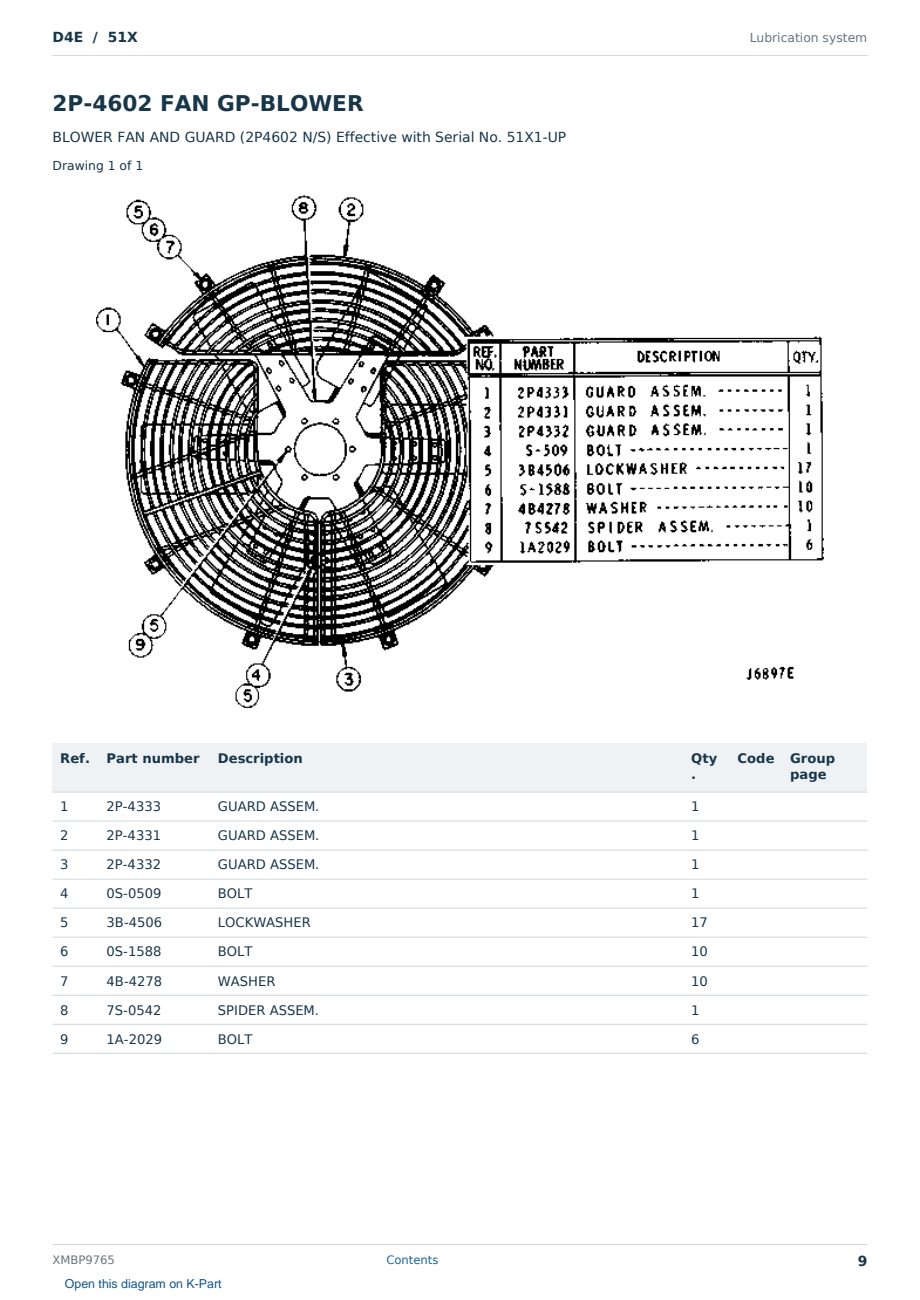 Caterpillar D4E S/N 51X Partsbook XMBP9765 (English) - sample page 9 of 10 Caterpillar D4E S/N 51X Partsbook XMBP9765 (English) - sample page 9 of 10