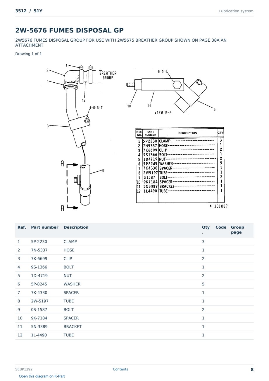 Caterpillar 3512 S/N 51Y Partsbook SEBP1292 (English) - sample page 8 of 10 Caterpillar 3512 S/N 51Y Partsbook SEBP1292 (English) - sample page 8 of 10