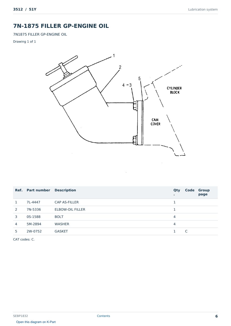 Caterpillar 3512 S/N 51Y Partsbook SEBP1832 (English) - sample page 6 of 10 Caterpillar 3512 S/N 51Y Partsbook SEBP1832 (English) - sample page 6 of 10