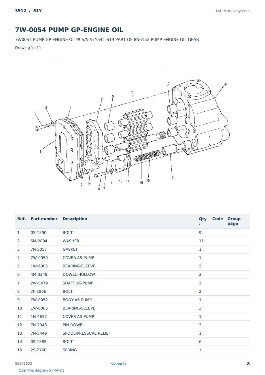 Caterpillar 3512 S/N 51Y Partsbook SEBP1832 (English) - sample page 8 of 10 Caterpillar 3512 S/N 51Y Partsbook SEBP1832 (English) - sample page 8 of 10