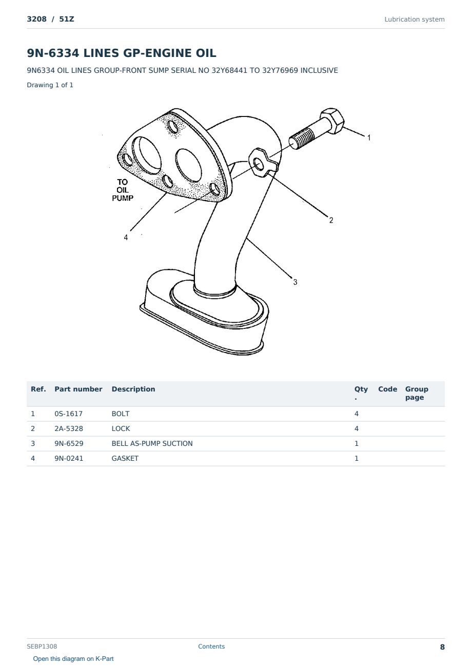 Caterpillar 3208 S/N 51Z Partsbook SEBP1308 (English) - sample page 8 of 10 Caterpillar 3208 S/N 51Z Partsbook SEBP1308 (English) - sample page 8 of 10