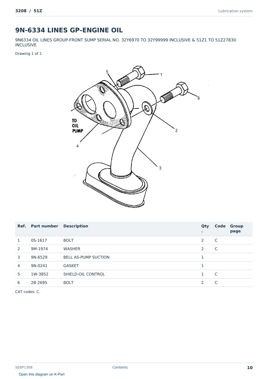 Caterpillar 3208 S/N 51Z Partsbook SEBP1308 (English) - sample page 10 of 10 Caterpillar 3208 S/N 51Z Partsbook SEBP1308 (English) - sample page 10 of 10
