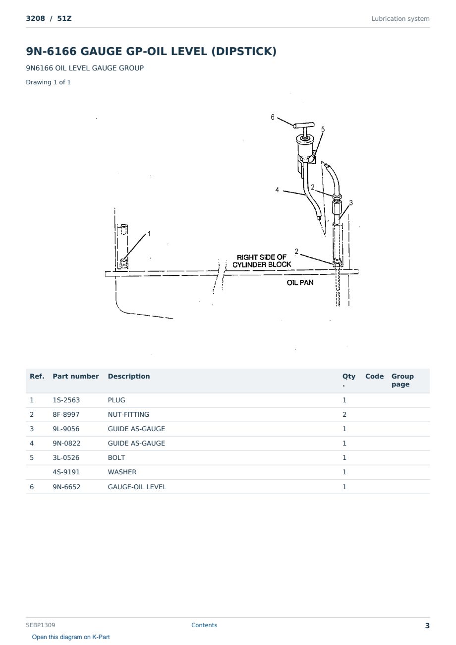 Caterpillar 3208 S/N 51Z Partsbook SEBP1309 (English) - sample page 3 of 10 Caterpillar 3208 S/N 51Z Partsbook SEBP1309 (English) - sample page 3 of 10