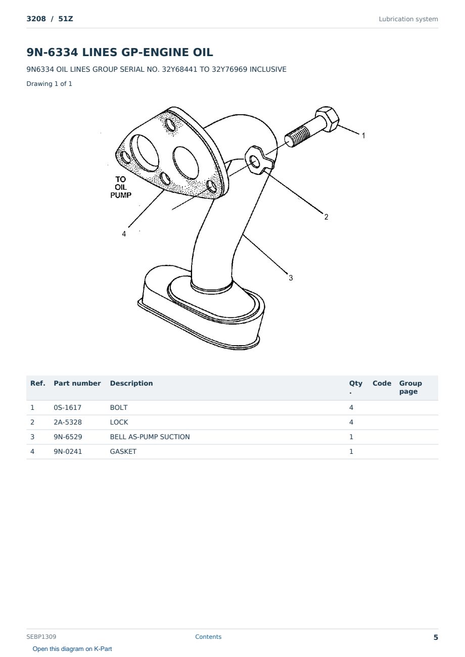 Caterpillar 3208 S/N 51Z Partsbook SEBP1309 (English) - sample page 5 of 10 Caterpillar 3208 S/N 51Z Partsbook SEBP1309 (English) - sample page 5 of 10