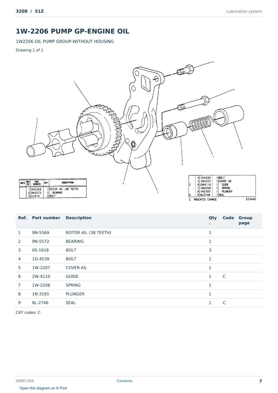Caterpillar 3208 S/N 51Z Partsbook SEBP1309 (English) - sample page 7 of 10 Caterpillar 3208 S/N 51Z Partsbook SEBP1309 (English) - sample page 7 of 10