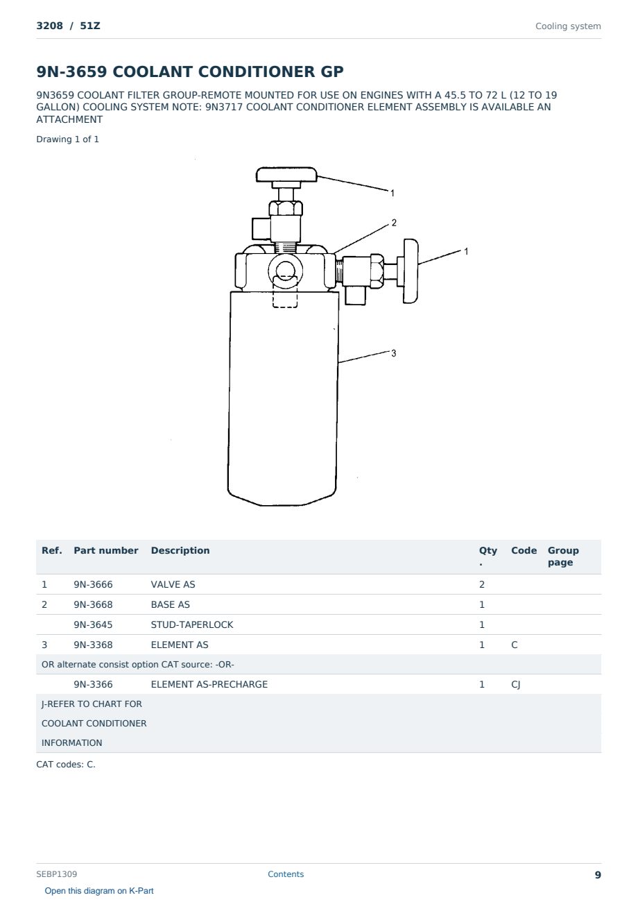 Caterpillar 3208 S/N 51Z Partsbook SEBP1309 (English) - sample page 9 of 10 Caterpillar 3208 S/N 51Z Partsbook SEBP1309 (English) - sample page 9 of 10