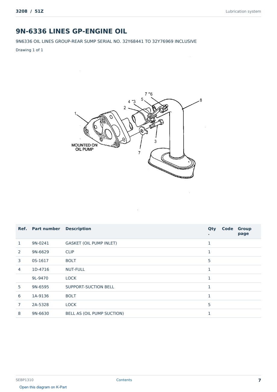 Caterpillar 3208 S/N 51Z Partsbook SEBP1310 (English) - sample page 7 of 10 Caterpillar 3208 S/N 51Z Partsbook SEBP1310 (English) - sample page 7 of 10