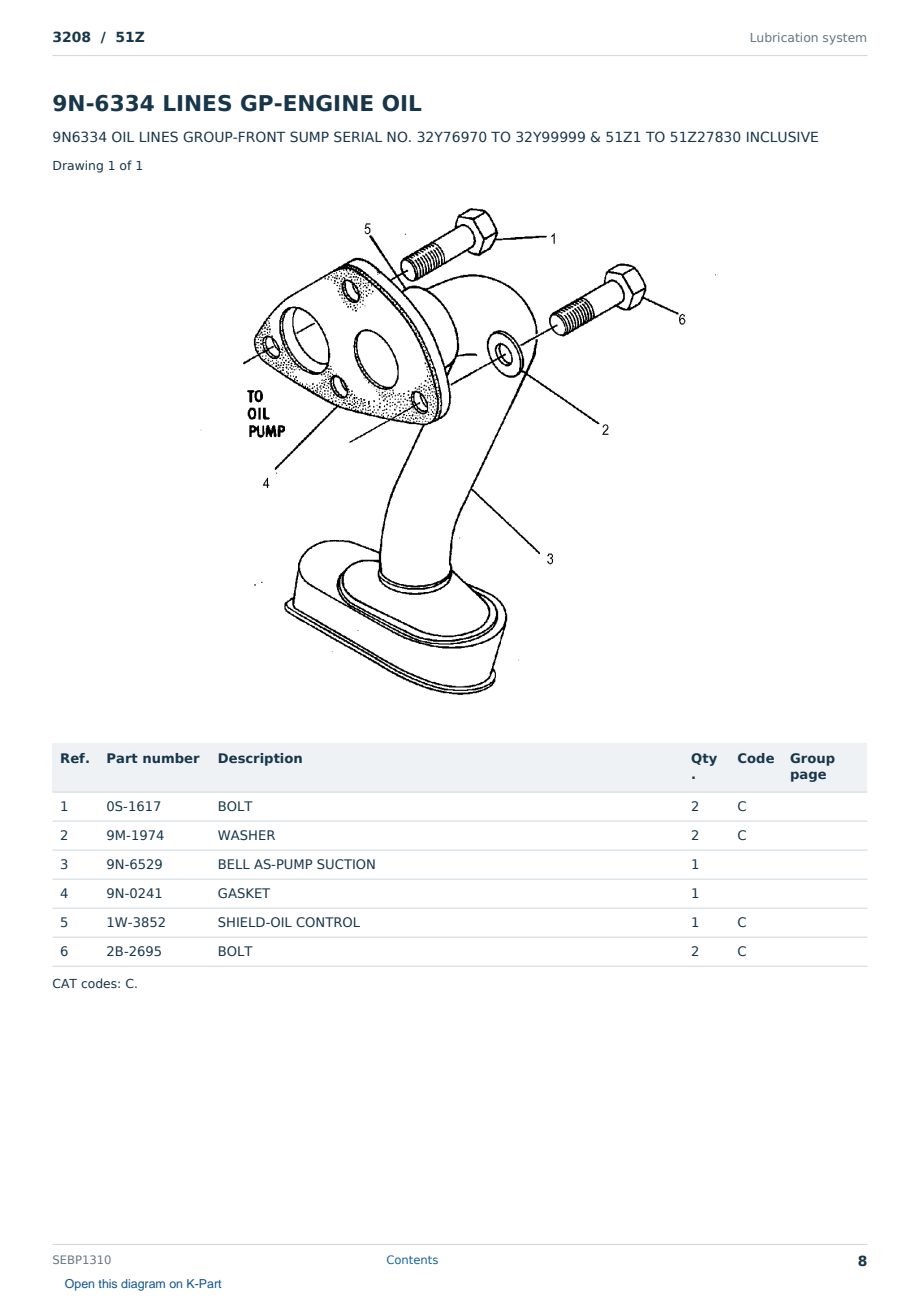 Caterpillar 3208 S/N 51Z Partsbook SEBP1310 (English) - sample page 8 of 10 Caterpillar 3208 S/N 51Z Partsbook SEBP1310 (English) - sample page 8 of 10