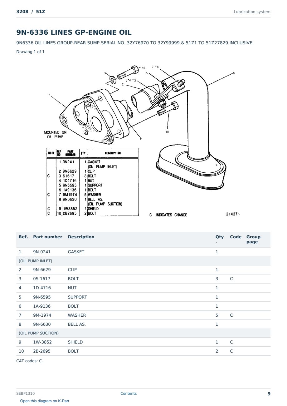 Caterpillar 3208 S/N 51Z Partsbook SEBP1310 (English) - sample page 9 of 10 Caterpillar 3208 S/N 51Z Partsbook SEBP1310 (English) - sample page 9 of 10