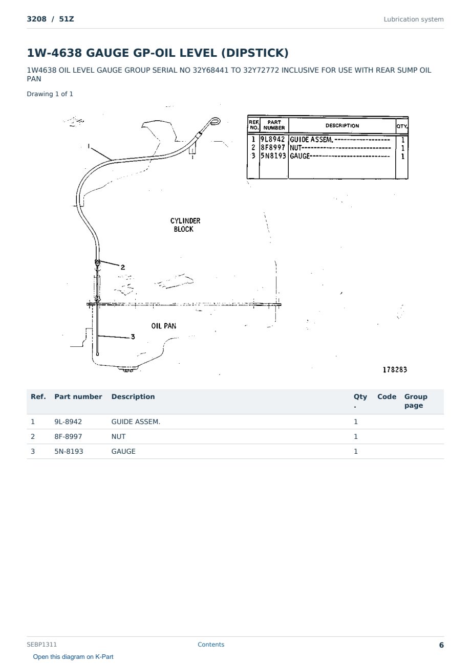 Caterpillar 3208 S/N 51Z Partsbook SEBP1311 (English) - sample page 6 of 10 Caterpillar 3208 S/N 51Z Partsbook SEBP1311 (English) - sample page 6 of 10