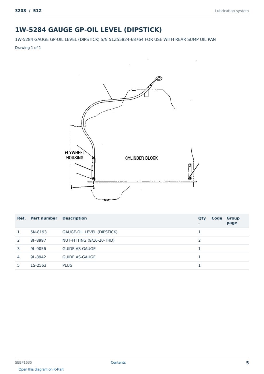 Caterpillar 3208 S/N 51Z Partsbook SEBP1635 (English) - sample page 5 of 10 Caterpillar 3208 S/N 51Z Partsbook SEBP1635 (English) - sample page 5 of 10