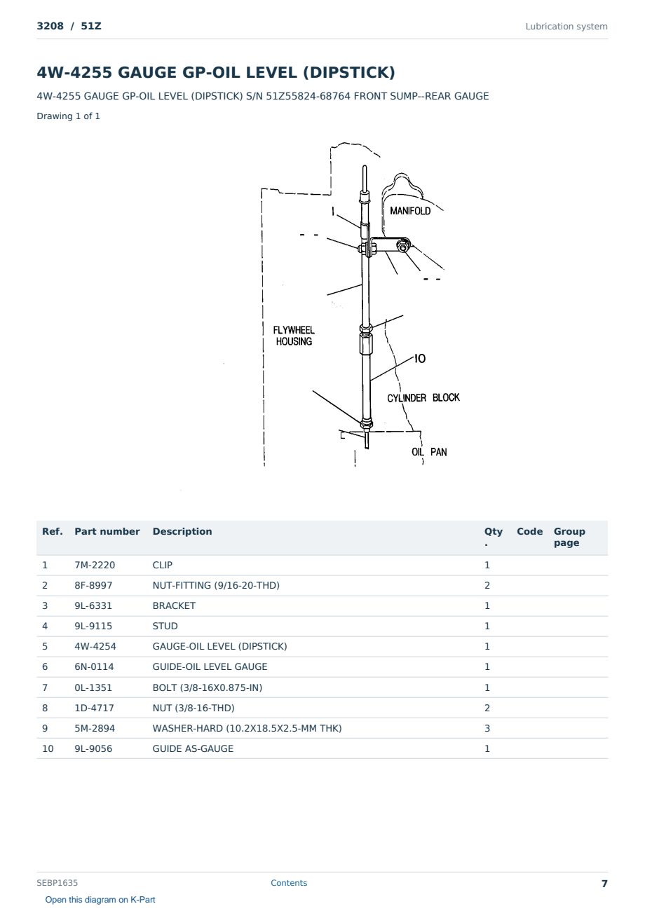 Caterpillar 3208 S/N 51Z Partsbook SEBP1635 (English) - sample page 7 of 10 Caterpillar 3208 S/N 51Z Partsbook SEBP1635 (English) - sample page 7 of 10