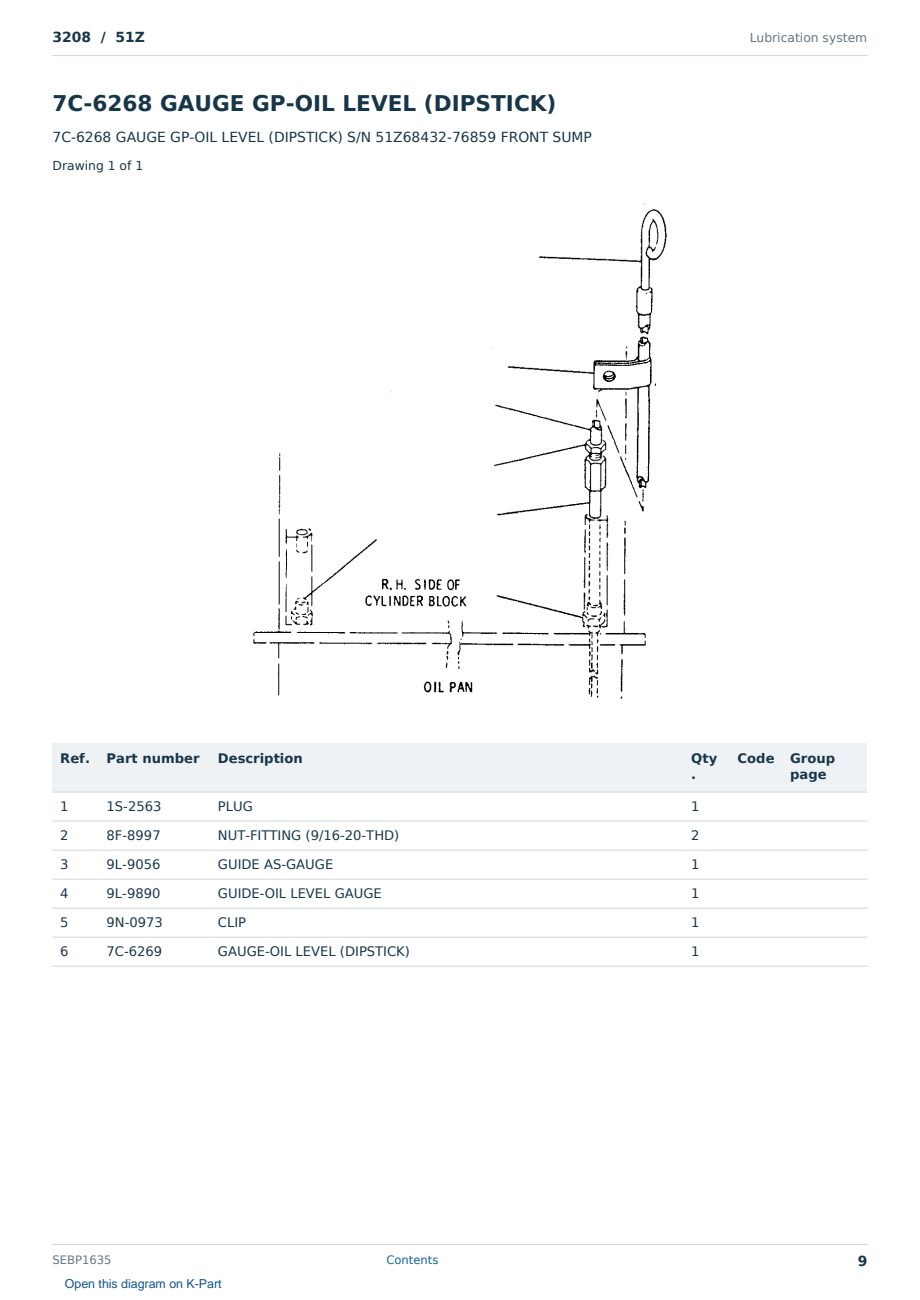 Caterpillar 3208 S/N 51Z Partsbook SEBP1635 (English) - sample page 9 of 10 Caterpillar 3208 S/N 51Z Partsbook SEBP1635 (English) - sample page 9 of 10