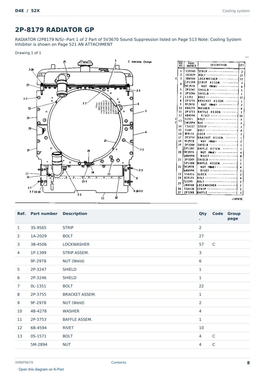 Caterpillar D4E S/N 52X Partsbook XMBP9679 (English) - sample page 8 of 10 Caterpillar D4E S/N 52X Partsbook XMBP9679 (English) - sample page 8 of 10