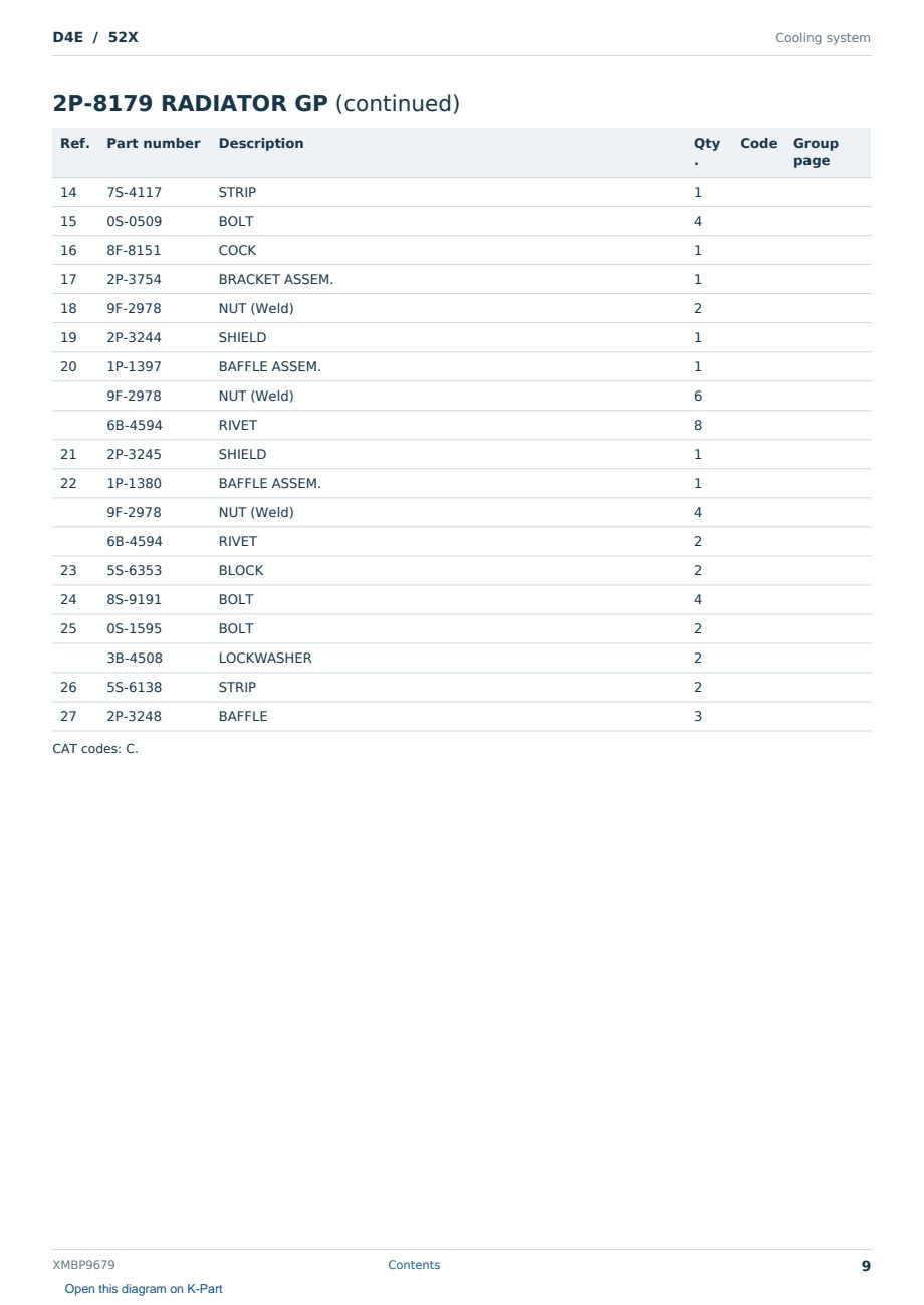 Caterpillar D4E S/N 52X Partsbook XMBP9679 (English) - sample page 9 of 10 Caterpillar D4E S/N 52X Partsbook XMBP9679 (English) - sample page 9 of 10