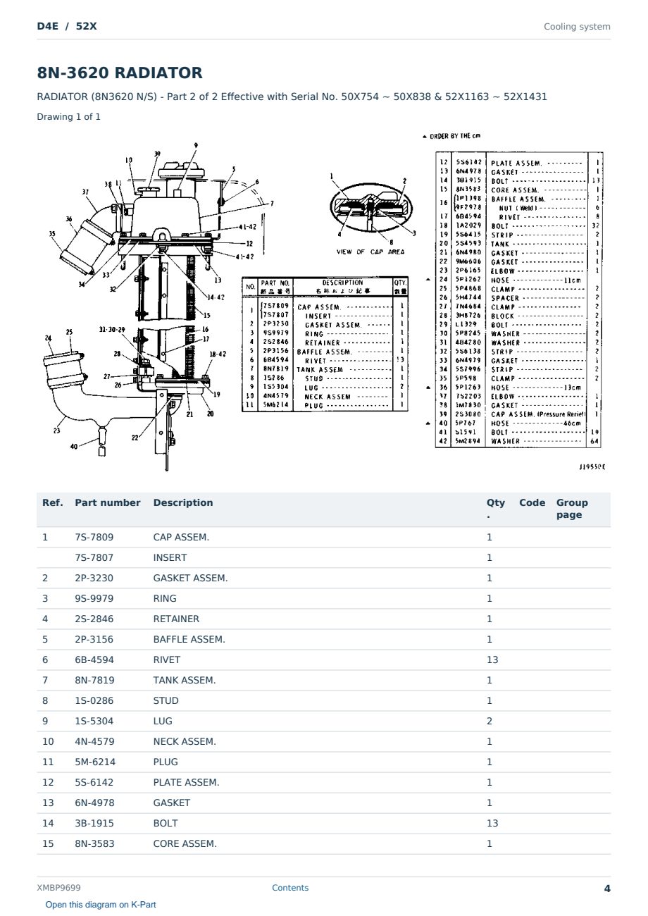 Caterpillar D4E S/N 52X Partsbook XMBP9699 (English) - sample page 4 of 10 Caterpillar D4E S/N 52X Partsbook XMBP9699 (English) - sample page 4 of 10