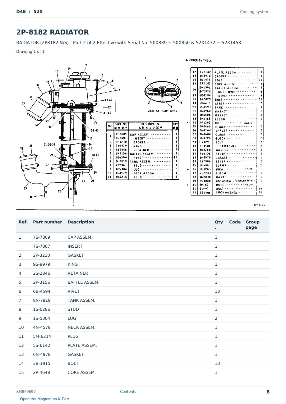 Caterpillar D4E S/N 52X Partsbook XMBP9699 (English) - sample page 8 of 10 Caterpillar D4E S/N 52X Partsbook XMBP9699 (English) - sample page 8 of 10