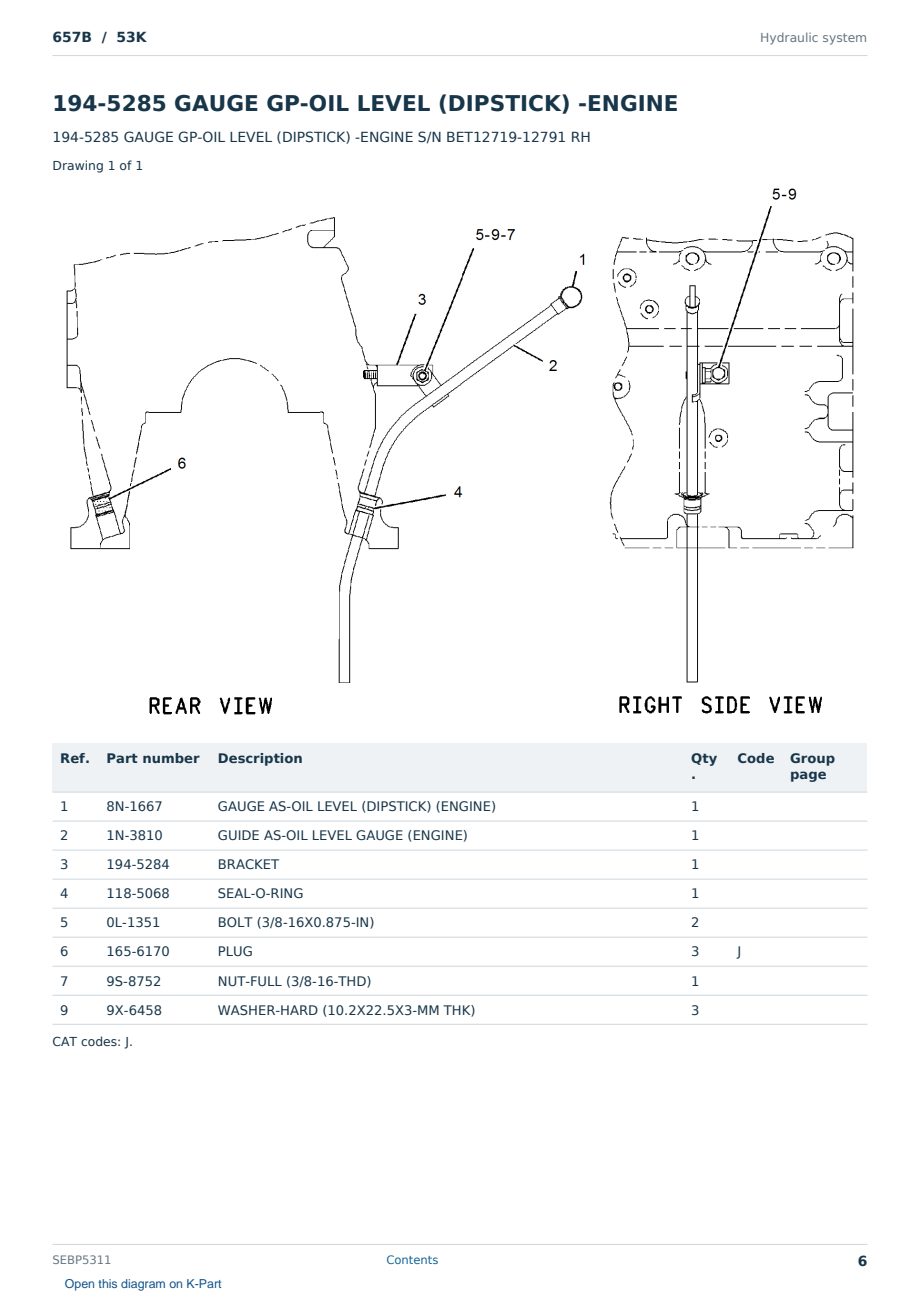 Caterpillar 657B S/N 53K Partsbook SEBP5311 (English) - sample page 6 of 10 Caterpillar 657B S/N 53K Partsbook SEBP5311 (English) - sample page 6 of 10