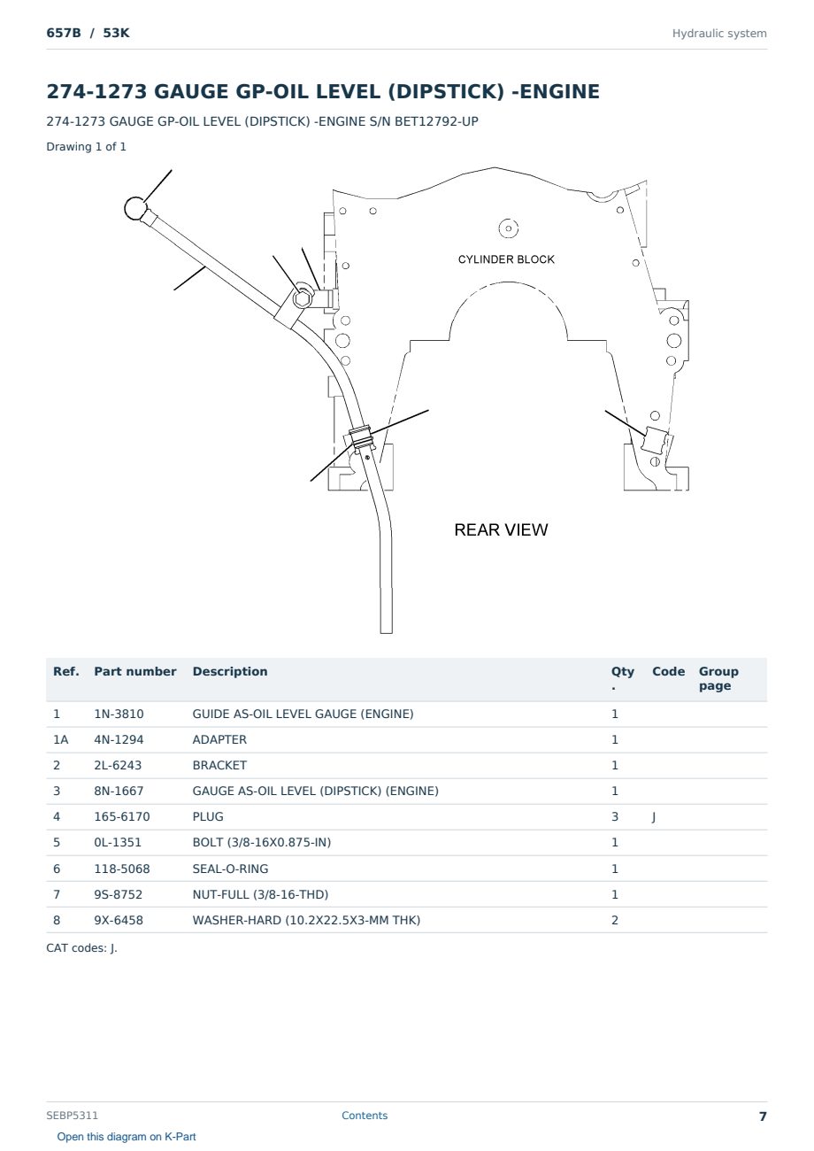 Caterpillar 657B S/N 53K Partsbook SEBP5311 (English) - sample page 7 of 10 Caterpillar 657B S/N 53K Partsbook SEBP5311 (English) - sample page 7 of 10