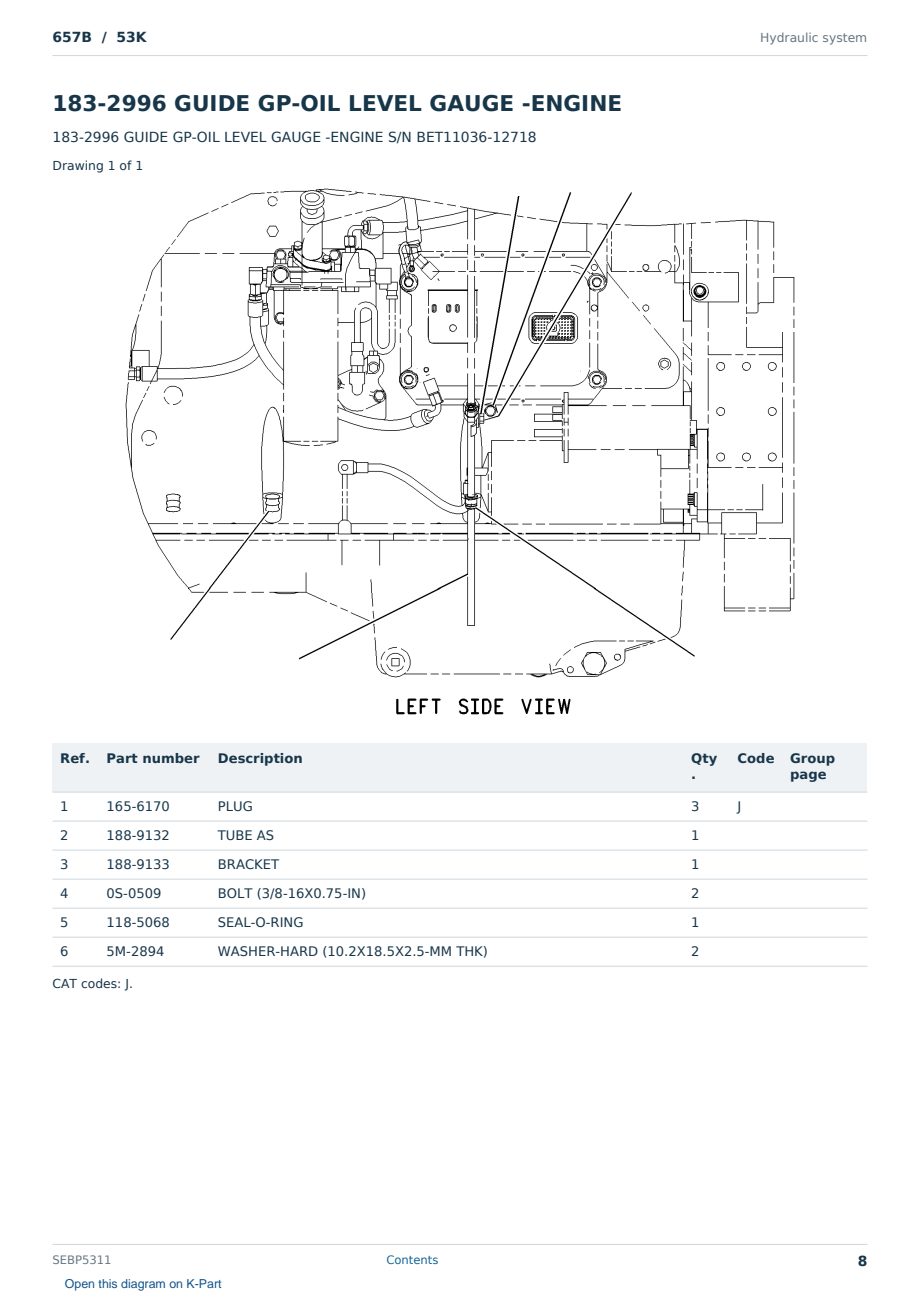 Caterpillar 657B S/N 53K Partsbook SEBP5311 (English) - sample page 8 of 10 Caterpillar 657B S/N 53K Partsbook SEBP5311 (English) - sample page 8 of 10