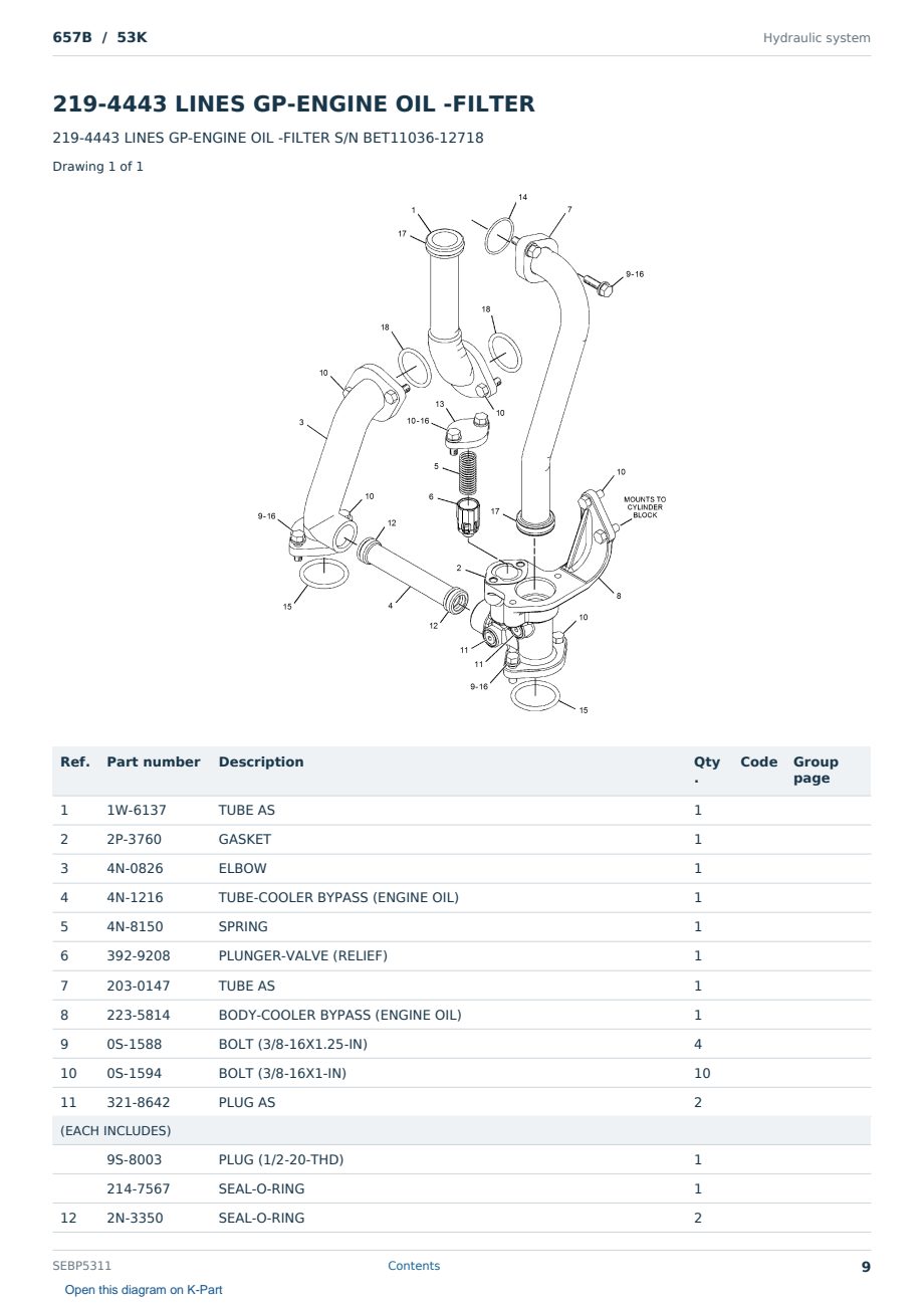 Caterpillar 657B S/N 53K Partsbook SEBP5311 (English) - sample page 9 of 10 Caterpillar 657B S/N 53K Partsbook SEBP5311 (English) - sample page 9 of 10