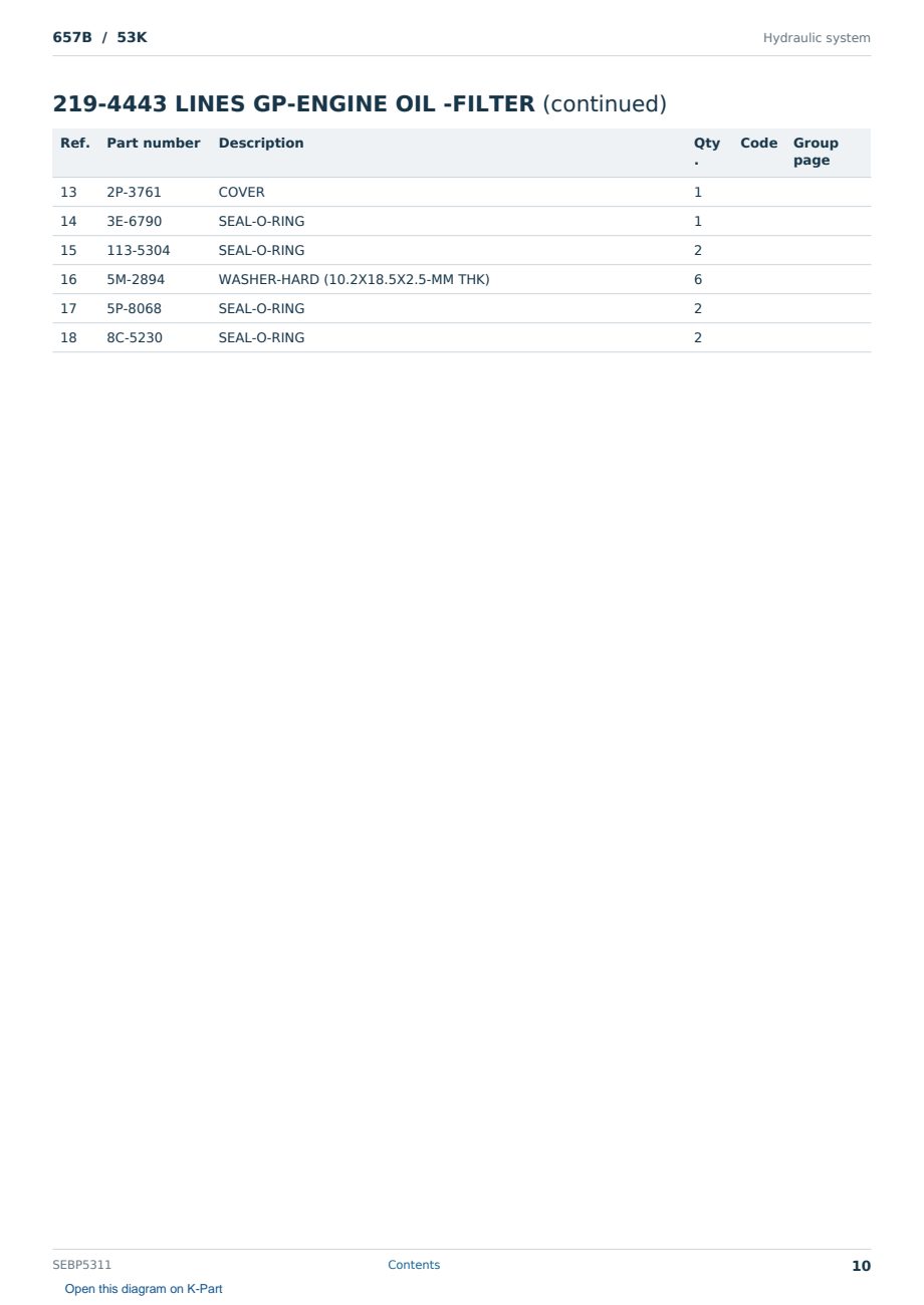 Caterpillar 657B S/N 53K Partsbook SEBP5311 (English) - sample page 10 of 10 Caterpillar 657B S/N 53K Partsbook SEBP5311 (English) - sample page 10 of 10