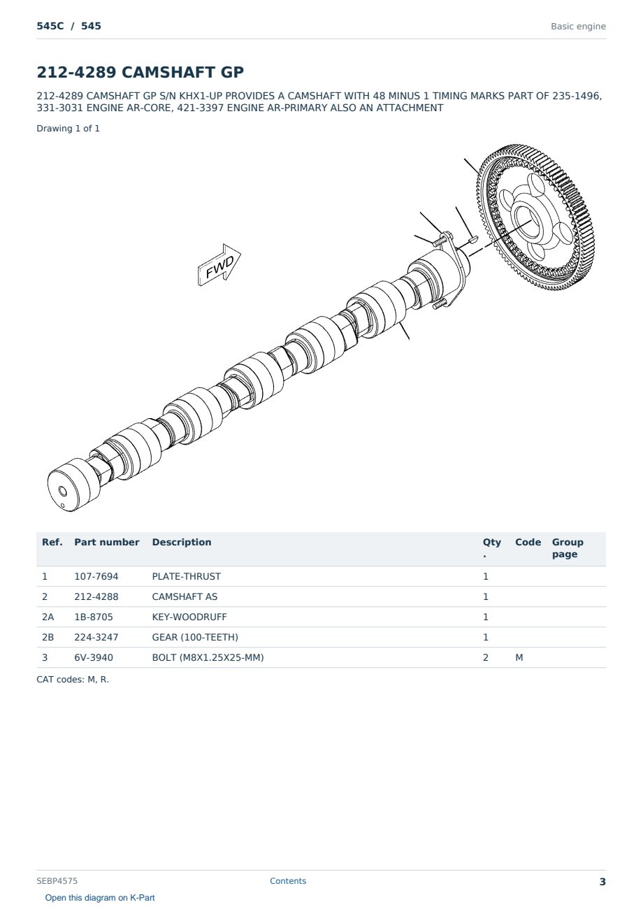 Caterpillar 545C S/N 545 Partsbook SEBP4575 (English) - sample page 3 of 10 Caterpillar 545C S/N 545 Partsbook SEBP4575 (English) - sample page 3 of 10