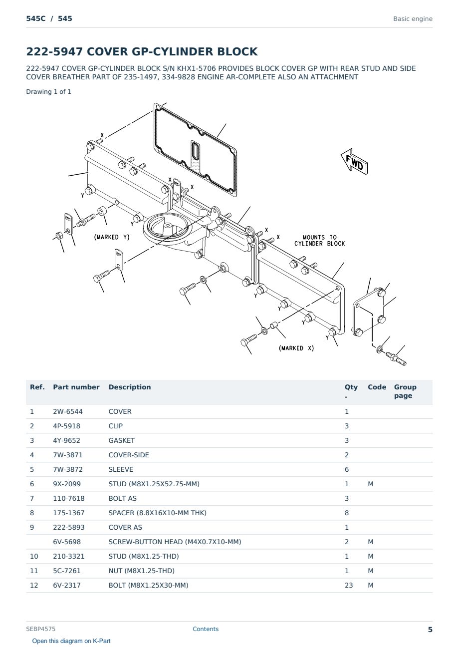Caterpillar 545C S/N 545 Partsbook SEBP4575 (English) - sample page 5 of 10 Caterpillar 545C S/N 545 Partsbook SEBP4575 (English) - sample page 5 of 10