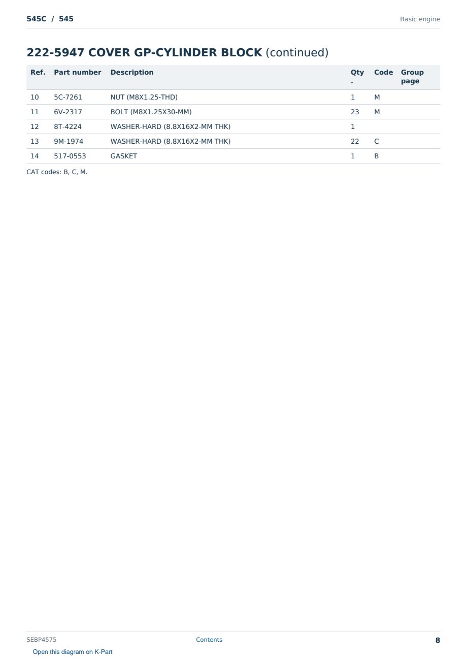 Caterpillar 545C S/N 545 Partsbook SEBP4575 (English) - sample page 8 of 10 Caterpillar 545C S/N 545 Partsbook SEBP4575 (English) - sample page 8 of 10