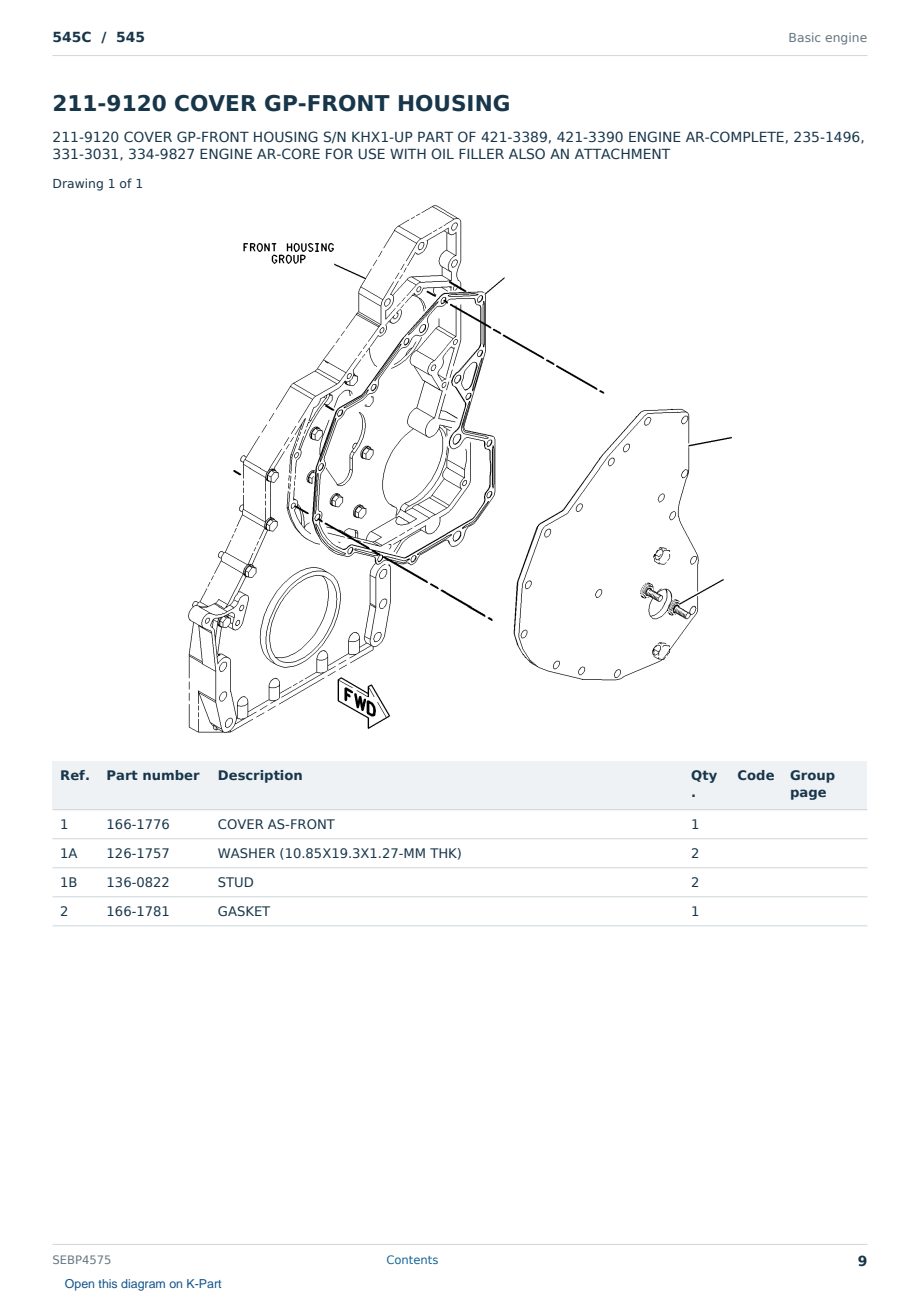 Caterpillar 545C S/N 545 Partsbook SEBP4575 (English) - sample page 9 of 10 Caterpillar 545C S/N 545 Partsbook SEBP4575 (English) - sample page 9 of 10