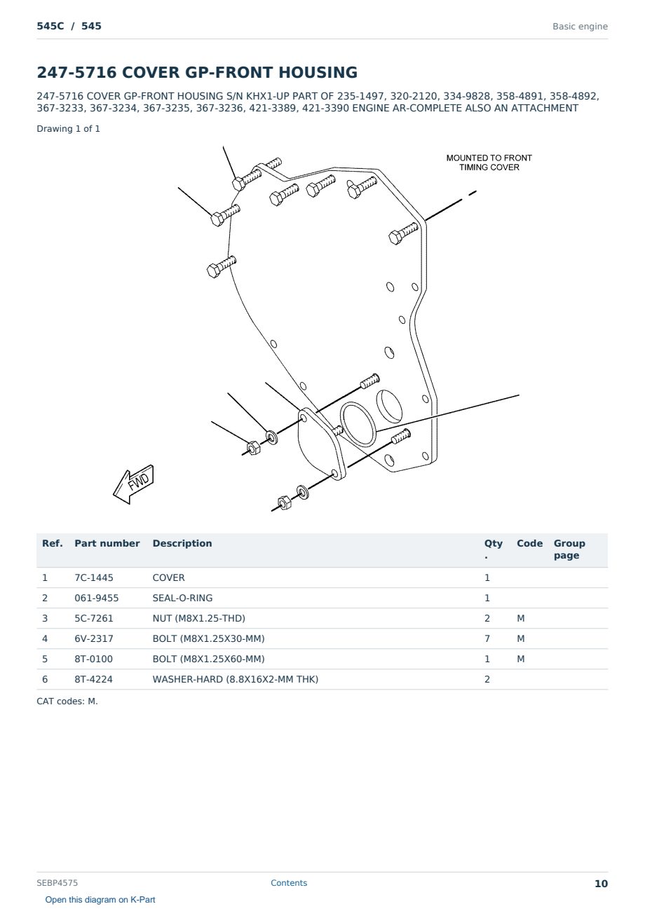 Caterpillar 545C S/N 545 Partsbook SEBP4575 (English) - sample page 10 of 10 Caterpillar 545C S/N 545 Partsbook SEBP4575 (English) - sample page 10 of 10