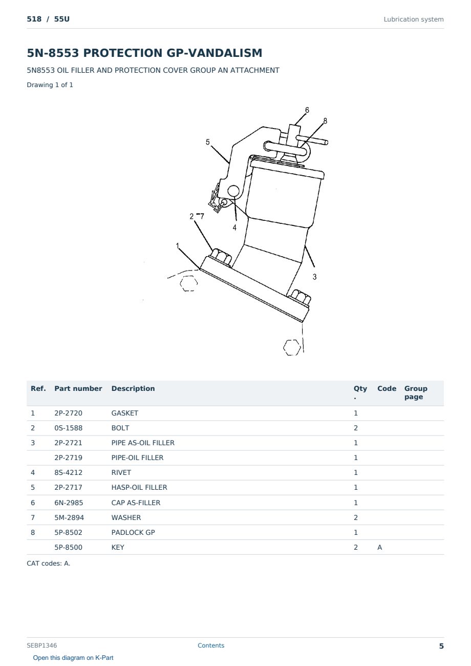Caterpillar 518 S/N 55U Partsbook SEBP1346 (English) - sample page 5 of 10 Caterpillar 518 S/N 55U Partsbook SEBP1346 (English) - sample page 5 of 10