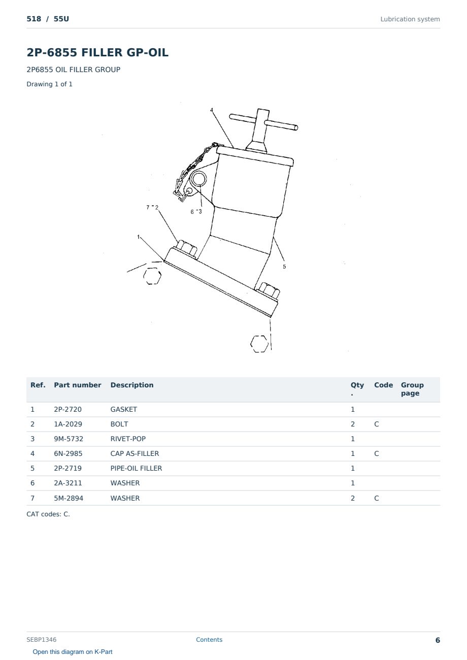 Caterpillar 518 S/N 55U Partsbook SEBP1346 (English) - sample page 6 of 10 Caterpillar 518 S/N 55U Partsbook SEBP1346 (English) - sample page 6 of 10
