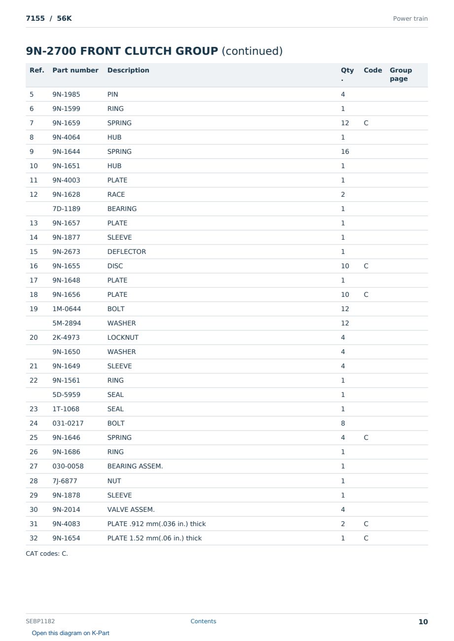 Caterpillar 7155 S/N 56K Partsbook SEBP1182 (English) - sample page 10 of 10 Caterpillar 7155 S/N 56K Partsbook SEBP1182 (English) - sample page 10 of 10