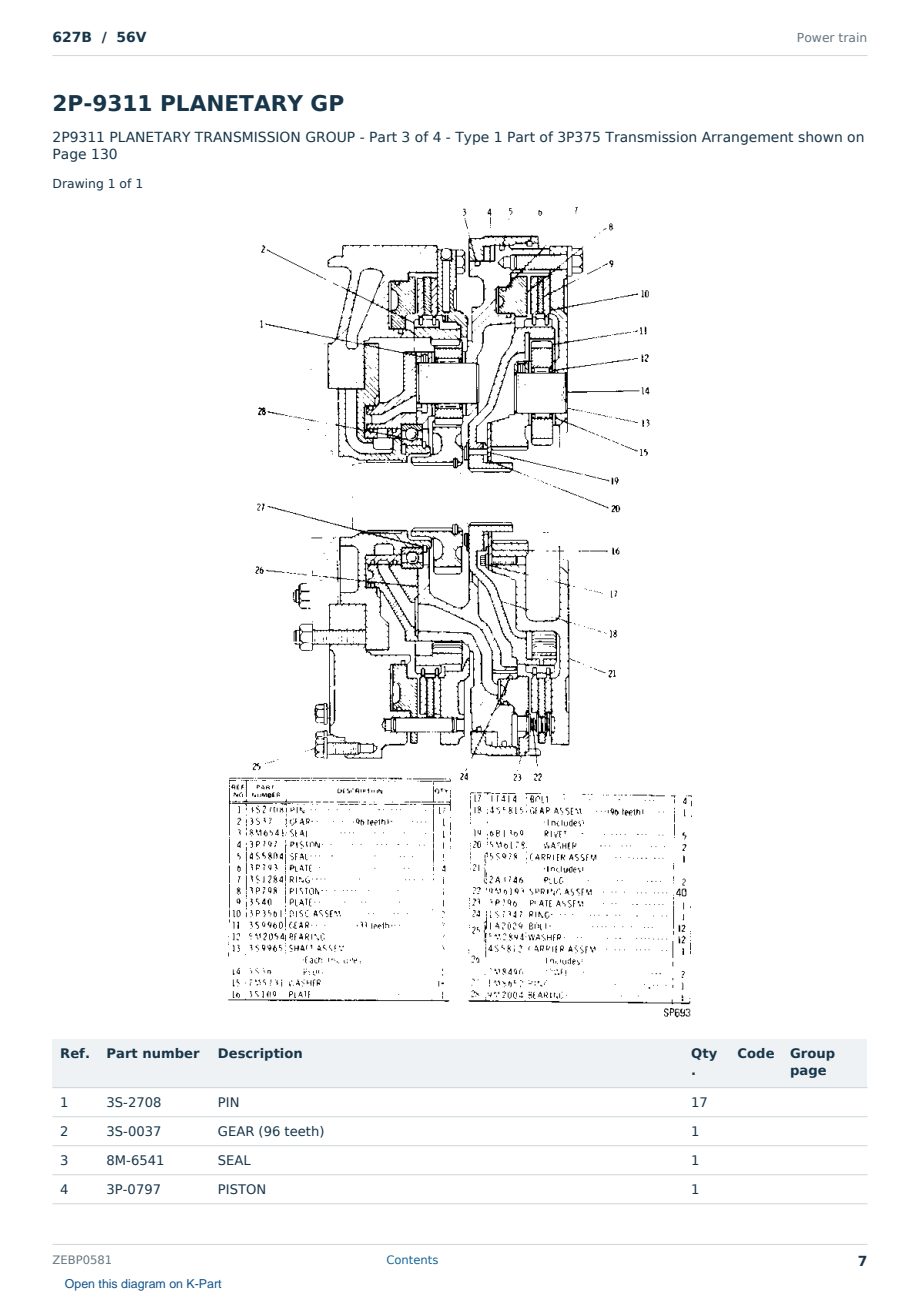 Caterpillar 627B S/N 56V Partsbook ZEBP0581 (English) - sample page 7 of 10 Caterpillar 627B S/N 56V Partsbook ZEBP0581 (English) - sample page 7 of 10