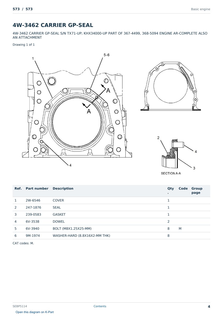 Caterpillar 573 S/N 573 Partsbook SEBP5114 (English) - sample page 4 of 10 Caterpillar 573 S/N 573 Partsbook SEBP5114 (English) - sample page 4 of 10