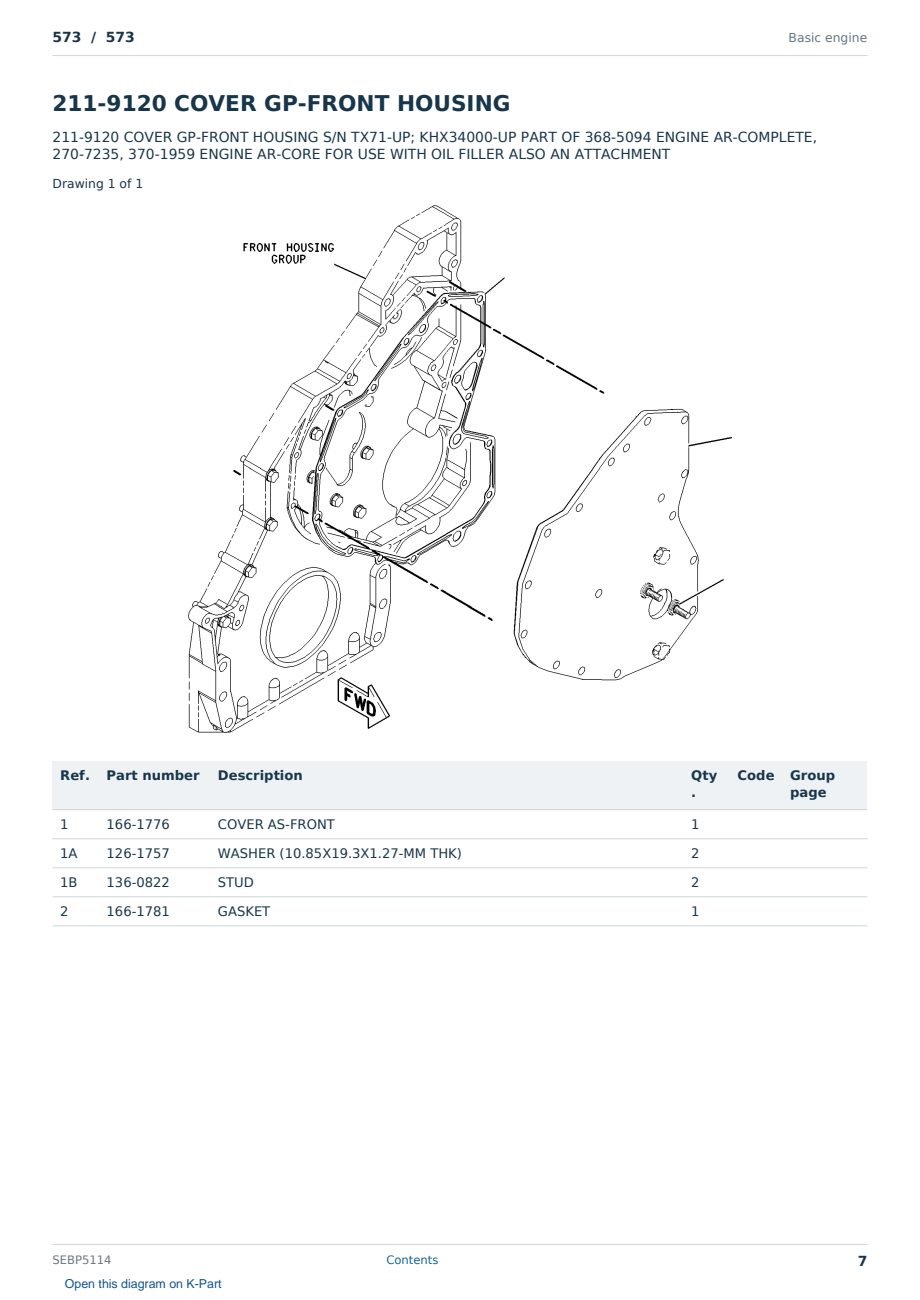 Caterpillar 573 S/N 573 Partsbook SEBP5114 (English) - sample page 7 of 10 Caterpillar 573 S/N 573 Partsbook SEBP5114 (English) - sample page 7 of 10