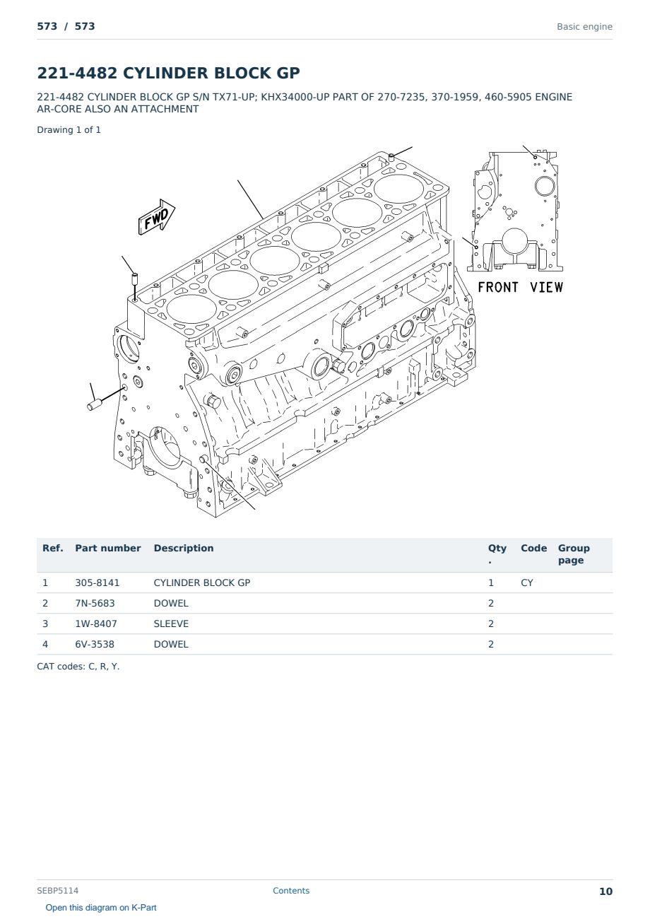 Caterpillar 573 S/N 573 Partsbook SEBP5114 (English) - sample page 10 of 10 Caterpillar 573 S/N 573 Partsbook SEBP5114 (English) - sample page 10 of 10