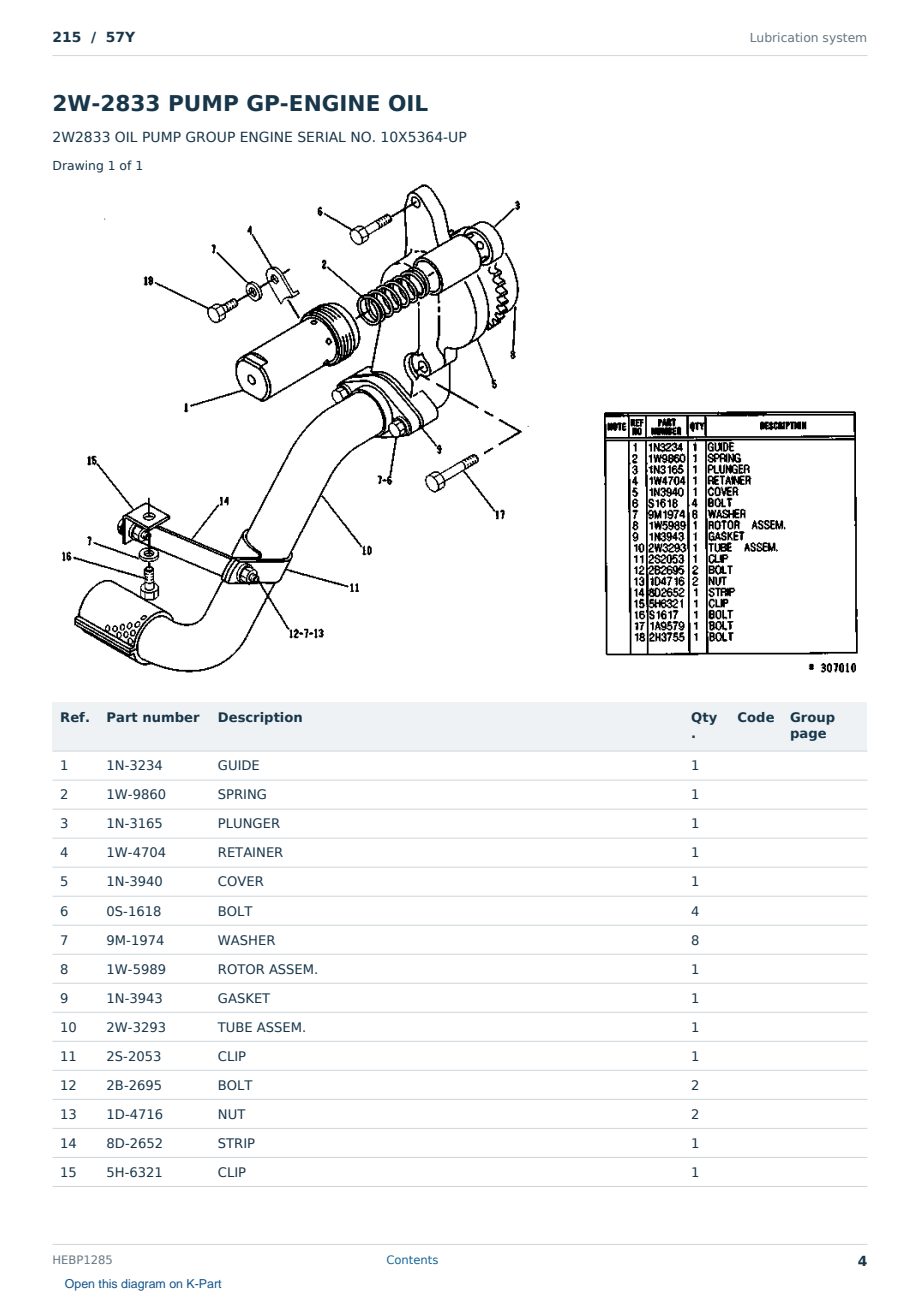 Caterpillar 215 S/N 57Y Partsbook HEBP1285 (English) - sample page 4 of 10 Caterpillar 215 S/N 57Y Partsbook HEBP1285 (English) - sample page 4 of 10