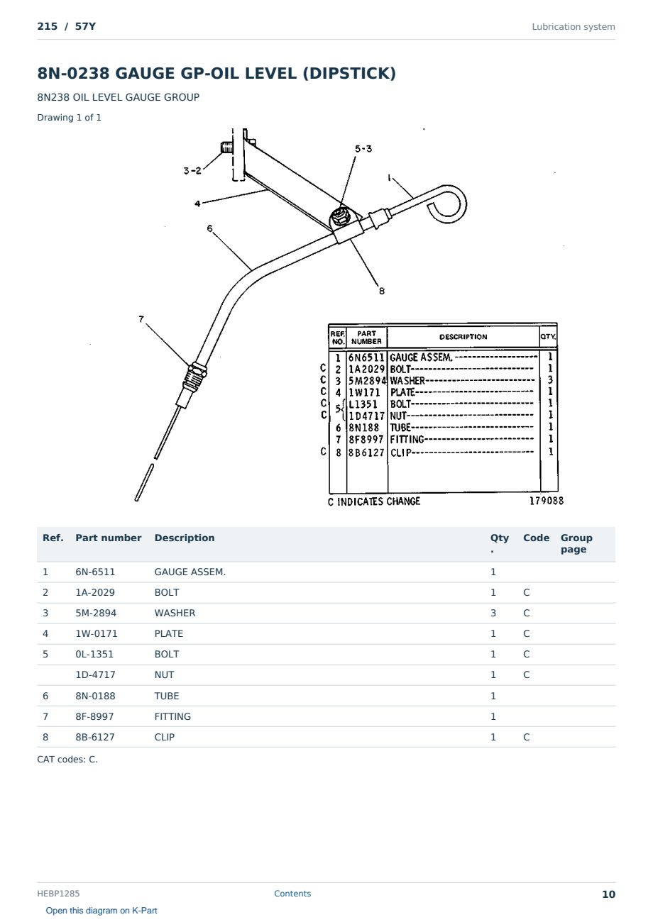 Caterpillar 215 S/N 57Y Partsbook HEBP1285 (English) - sample page 10 of 10 Caterpillar 215 S/N 57Y Partsbook HEBP1285 (English) - sample page 10 of 10